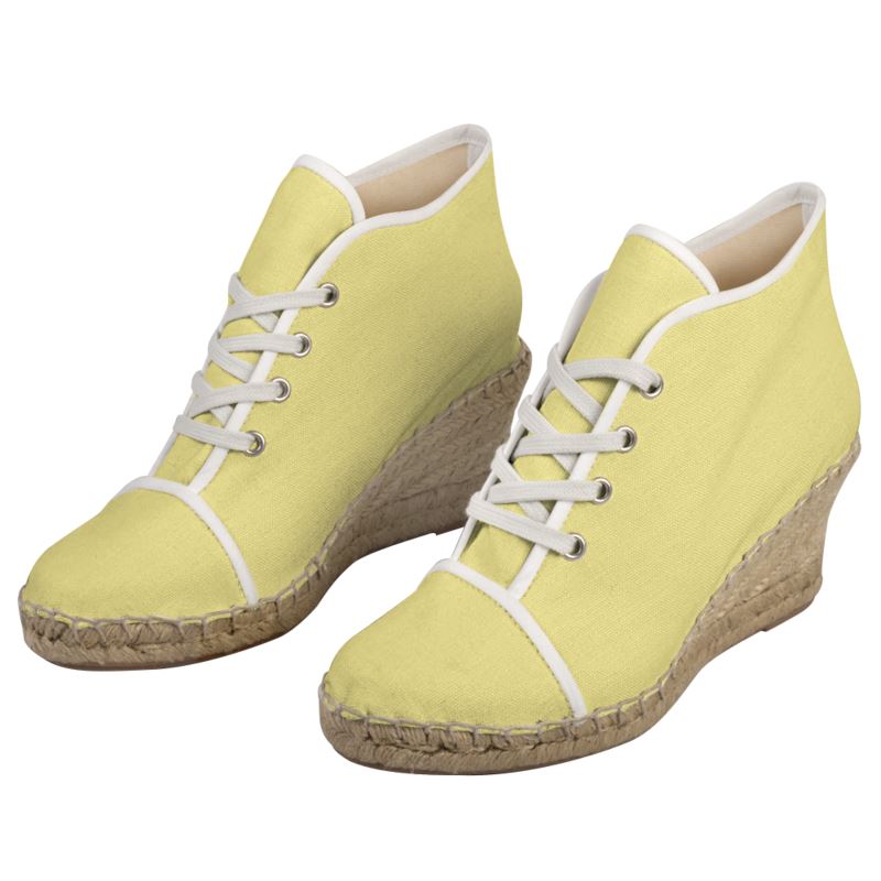Butter Yellow Ladies Wedge Espadrilles