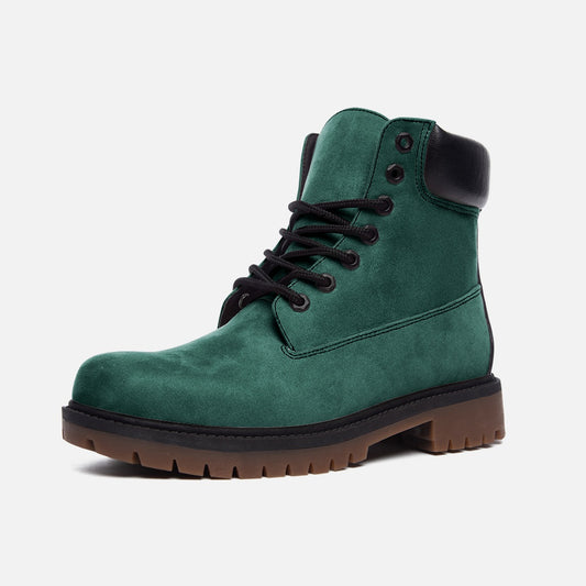 Vegan Suede Boot with Padded Cuff in Bright Green
