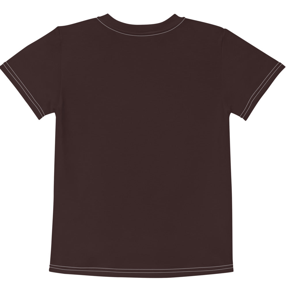Gender Neutral Kids' Crew Neck T-Shirt in Chocolate Brown