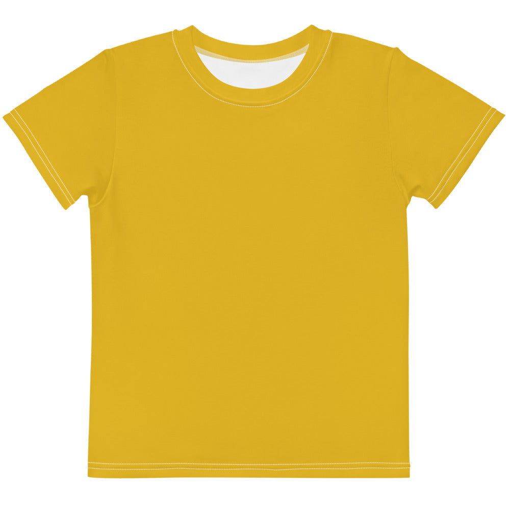 Gender Neutral Kids' Crew Neck T-Shirt in Gold Tooth
