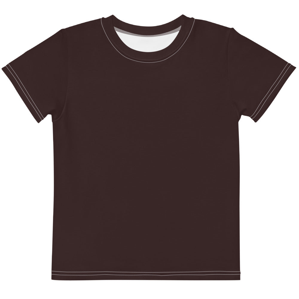 Gender Neutral Kids' Crew Neck T-Shirt in Chocolate Brown