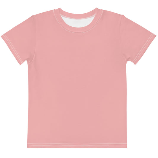 Gender Neutral Kids' Crew Neck T-Shirt in Pink Petal