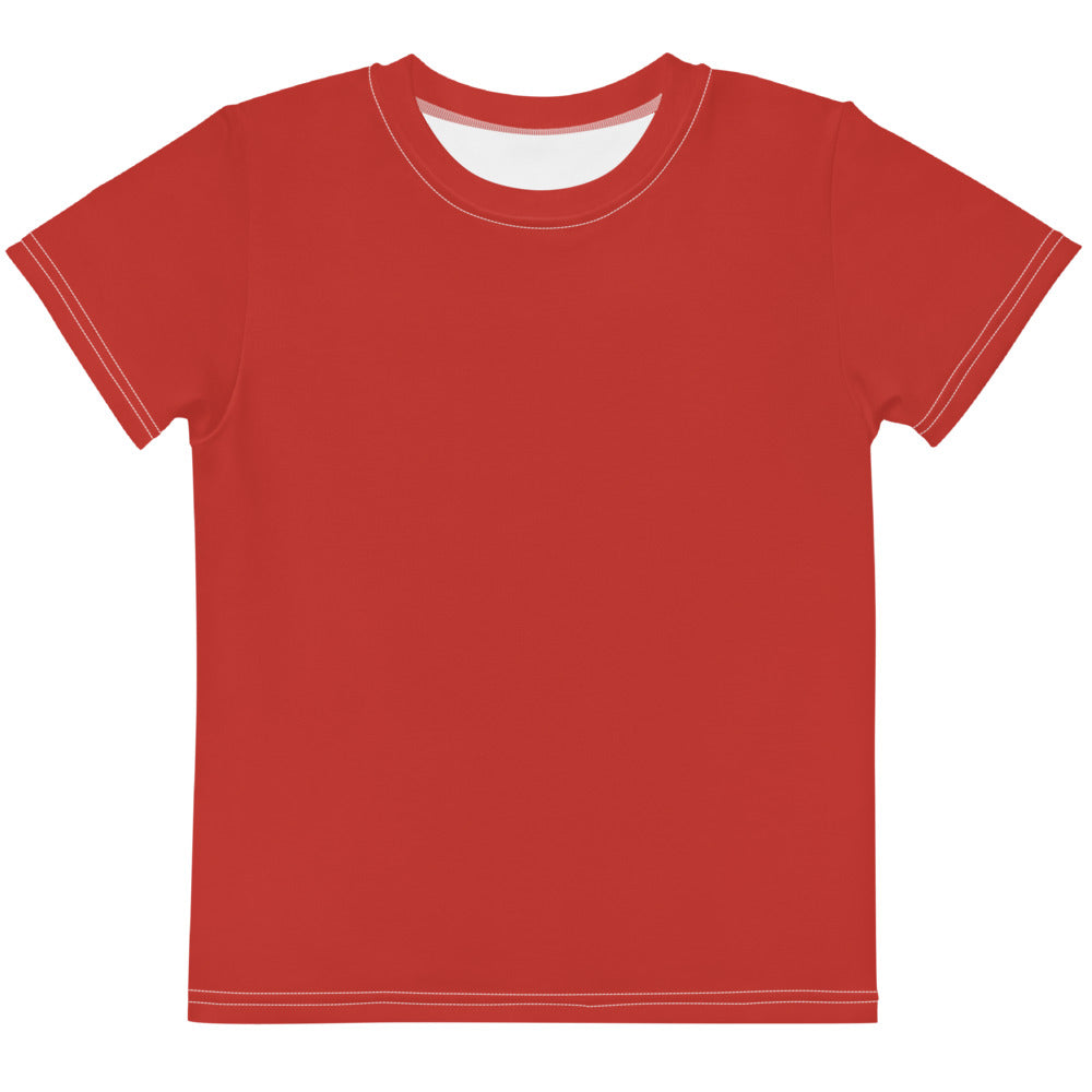 Gender Neutral Kids' Crew Neck T-Shirt in Cherry Red