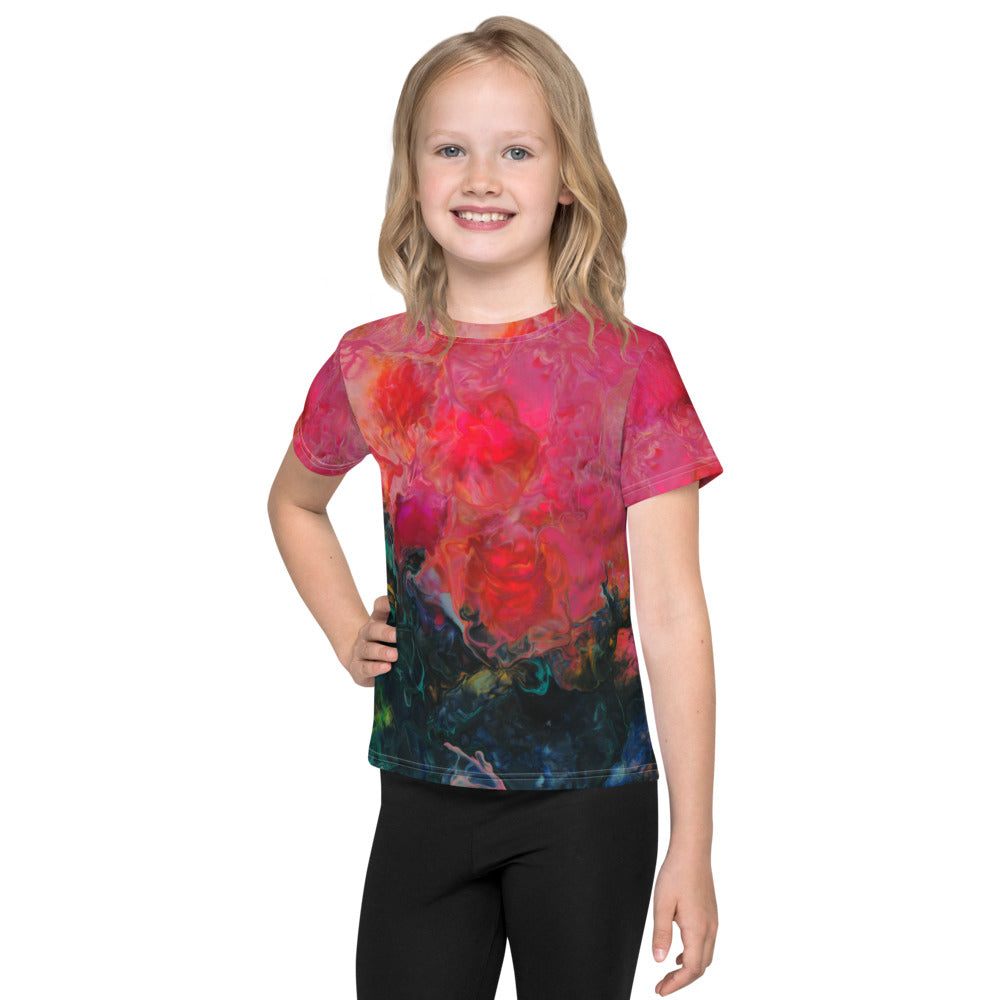 Gender Neutral Kids' Crew Neck T-Shirt in Feel the Borboleta