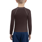 Gender Neutral Kids' Rash Guard/Swim Shirt in Chocolate Brown