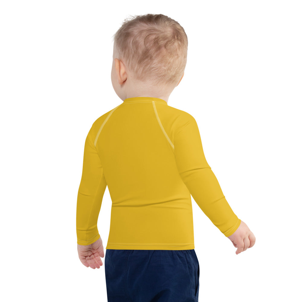 Gender Neutral Kids' Rash Guard/Swim Shirt in Gold Tooth