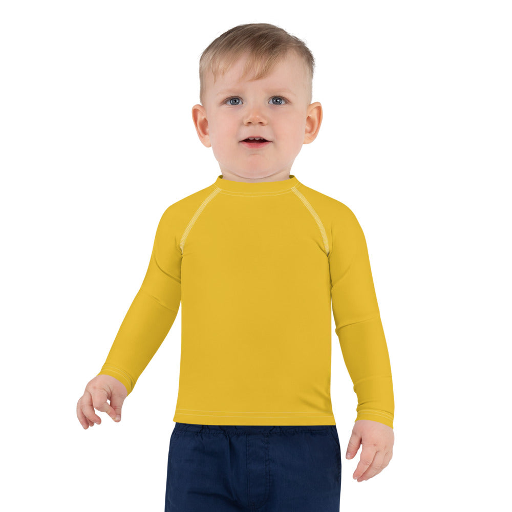 Gender Neutral Kids' Rash Guard/Swim Shirt in Gold Tooth