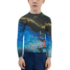 Gender Neutral Kids' Rash Guard/Swim Shirt in Gold Tooth