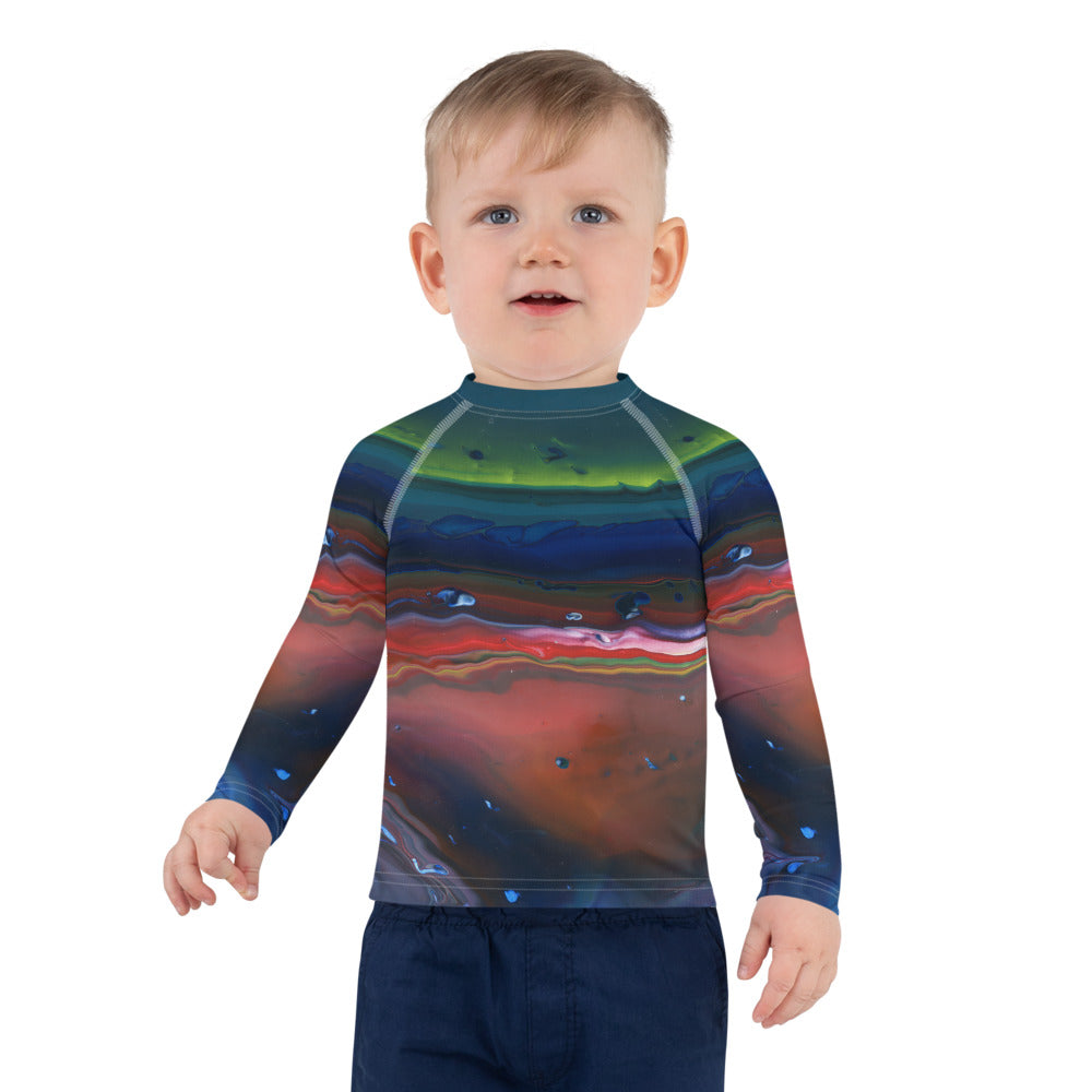 Gender Neutral Kids' Rash Guard/Swim Shirt in Northern Light