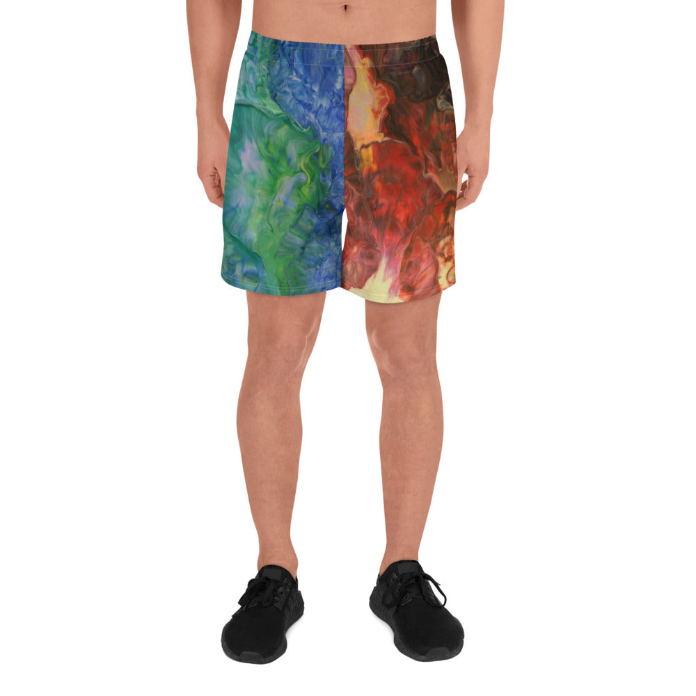 Aura Splash Split Athletic Long Shorts
