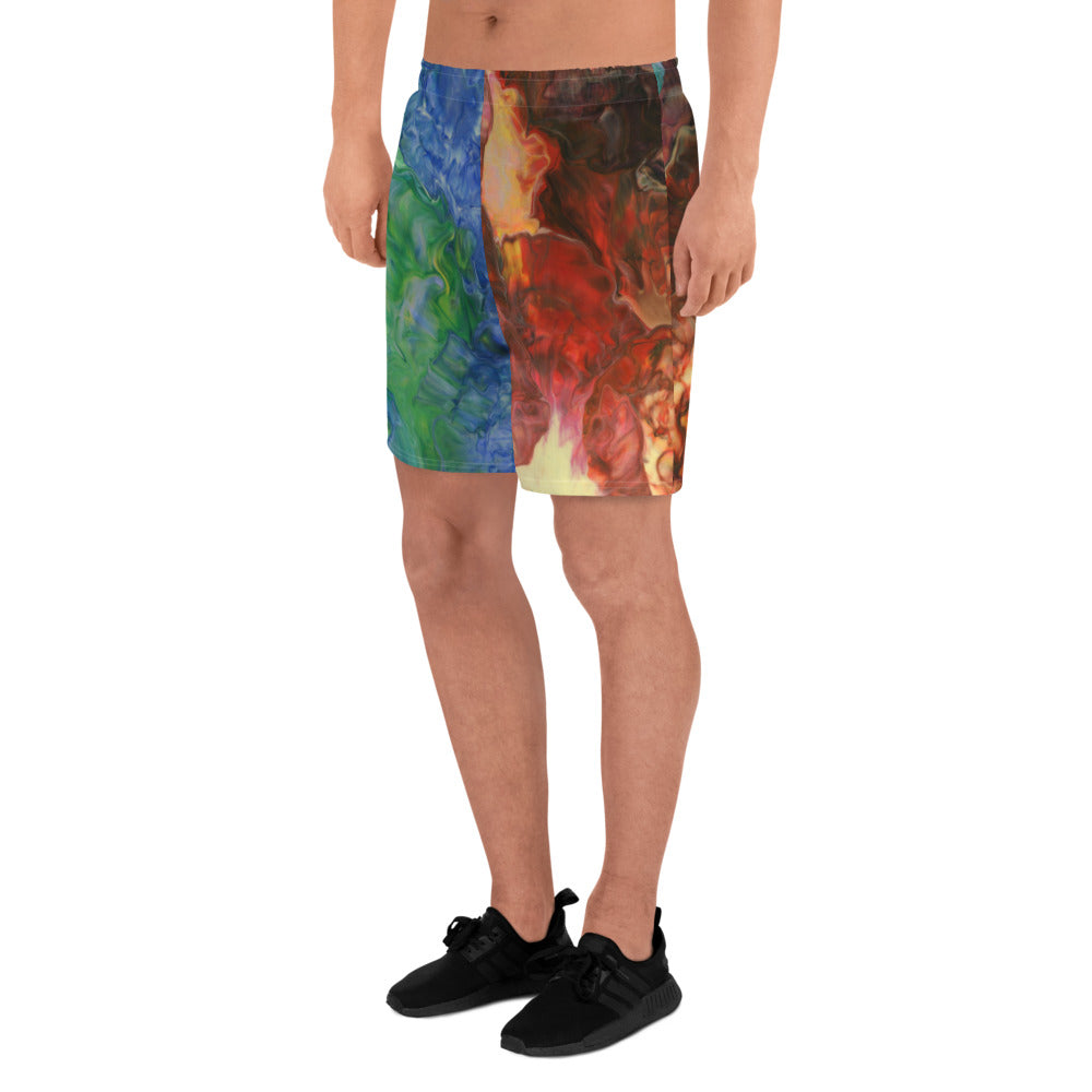 Aura Splash Split Athletic Long Shorts