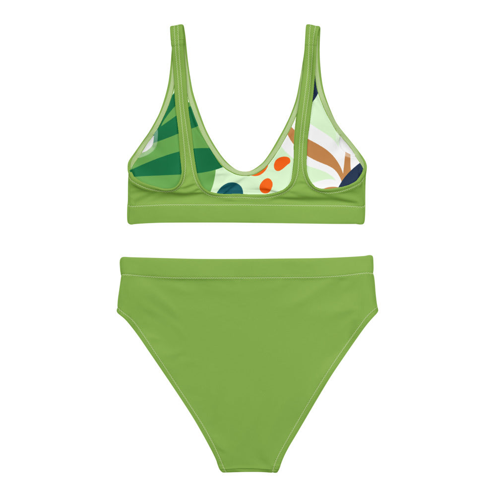 Green Grass Recycled High-Waisted Bikini