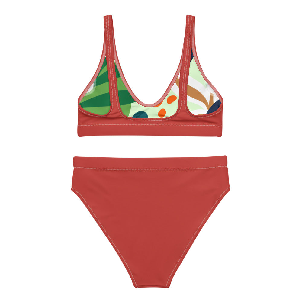 Cherry Red Recycled High-Waisted Bikini