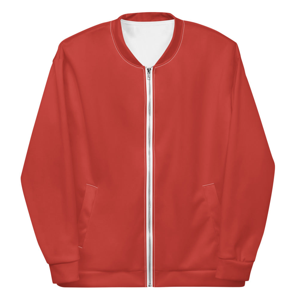 Cherry Red Unisex Bomber Jacket