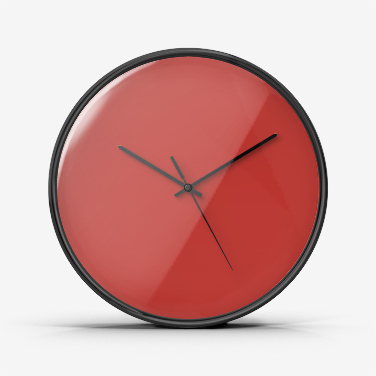 Cherry Red Numberless Silent Wall Clock