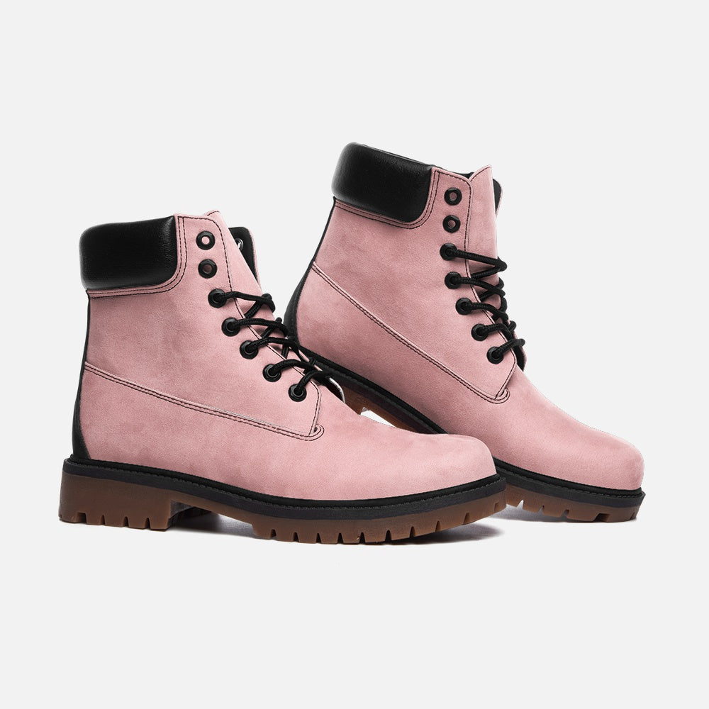 Vegan Suede Boot with Padded Cuff in Pink Petal