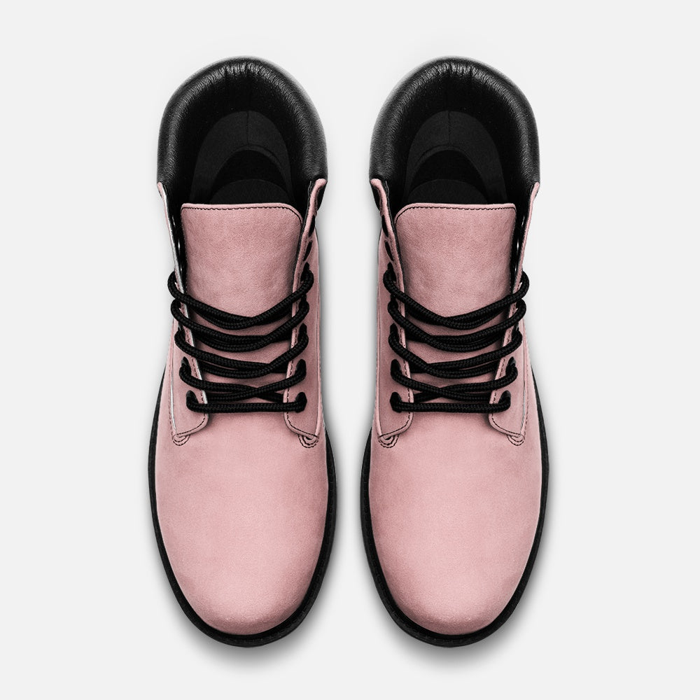 Vegan Suede Boot with Padded Cuff in Pink Petal